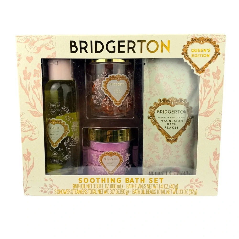 Bridgerton Queens Edition Soothing Bath Set Oil Beads Flakes Steamers NEW